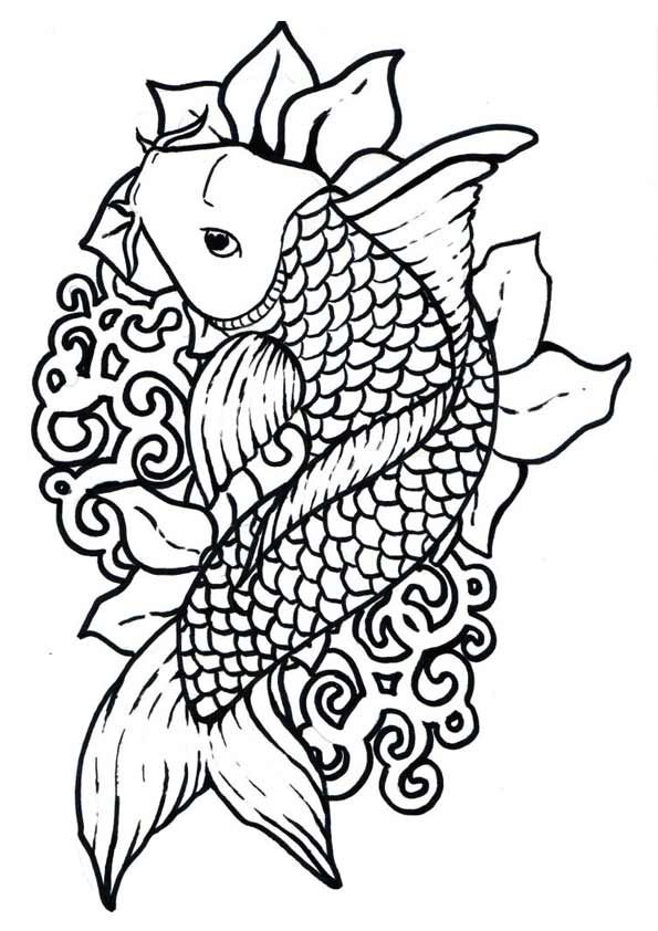 595x842 Print Coloring Image Color Animals Fish Coloring Page, Koi