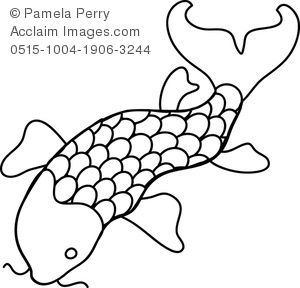 300x288 Clip Art Illustration Of A Koi Fish Coloring