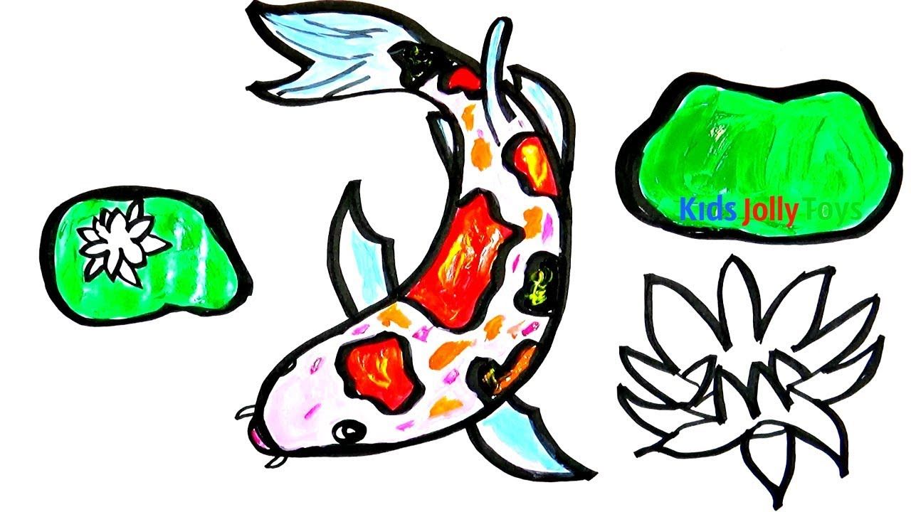 1280x720 Koi Fish In The Pond Drawing For Fun Kids Jolly Toys Painting