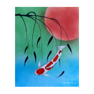 300x300 Koi Kohaku Red Sun Painting Painting