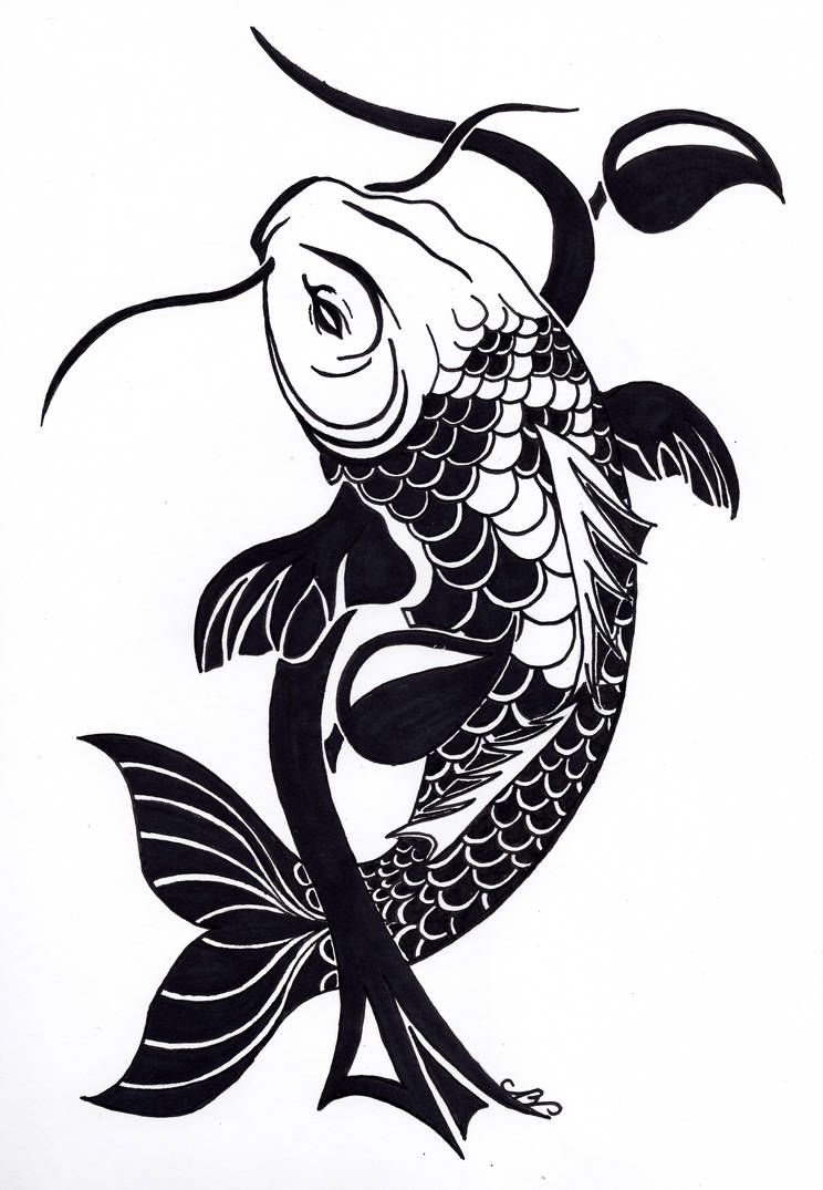 744x1075 Tribal Koi Fish Tattoo Design