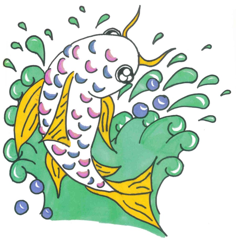 900x939 Colorful Koi Fish Waves Drawings Jerusalem House
