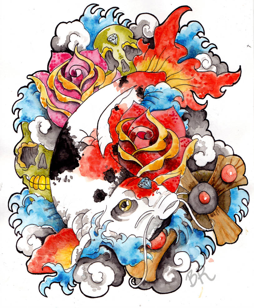 813x983 Koi Fish Tattoo Design
