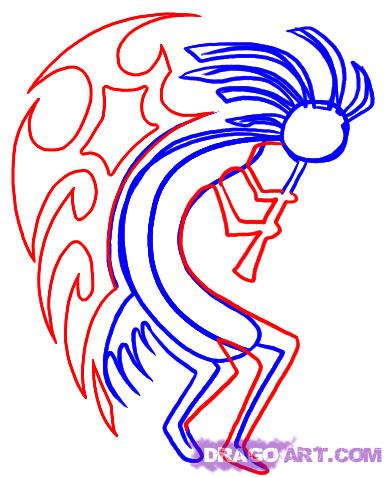 387x477 how to draw kokopelli, step