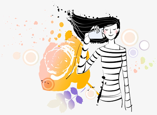 500x368 Hand Painted Beautiful Korean Girl, Beauty, Flowers, Girls Png