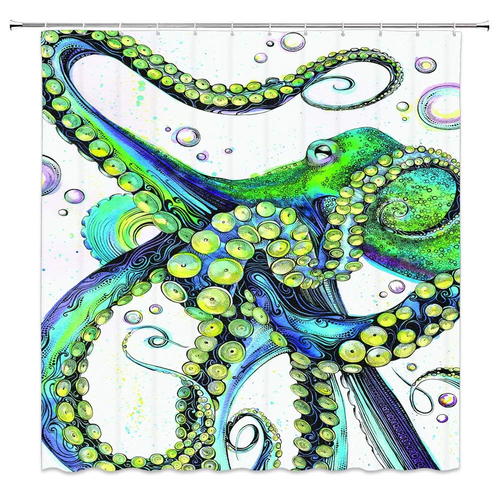 1000x1000 bbfishshowers octopus shower curtain, ocean sea kraken