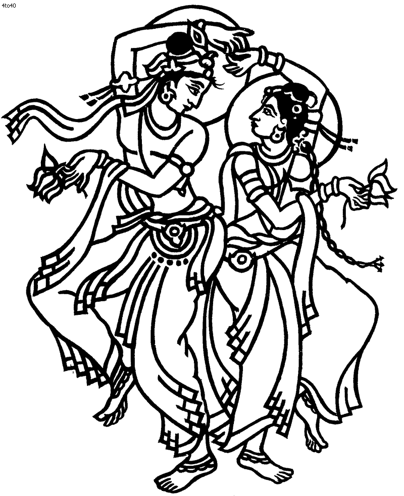 800x983 gujrati dancers doing the garba radha krishna dance coloring
