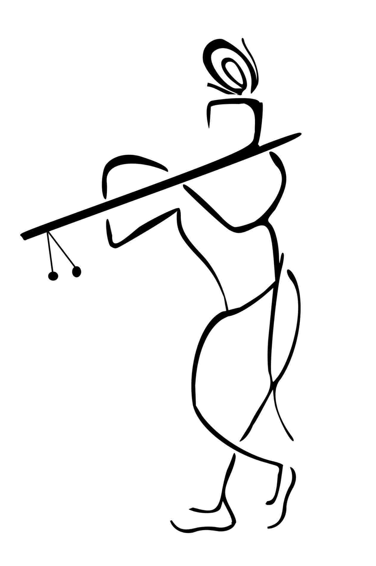 1262x1896 Black And White Krishna Drawing