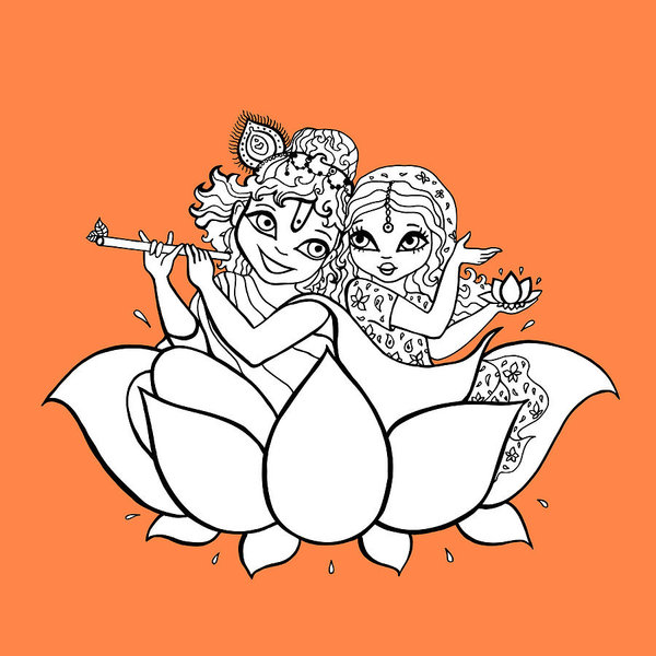 600x600 radha, krishna hindu god art print