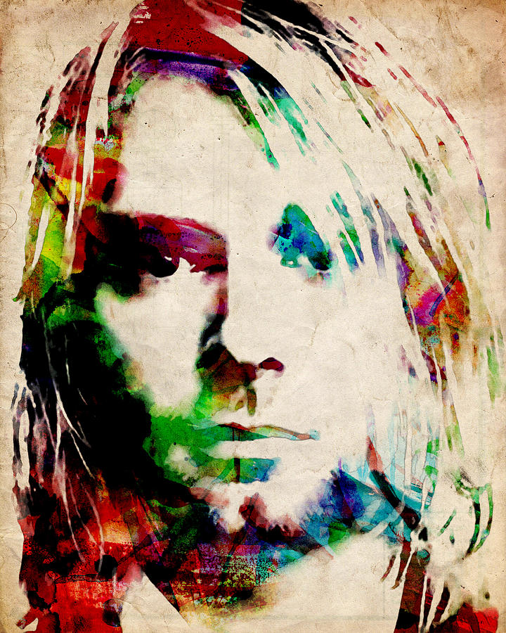 720x900 Kurt Cobain Urban Watercolor Painting
