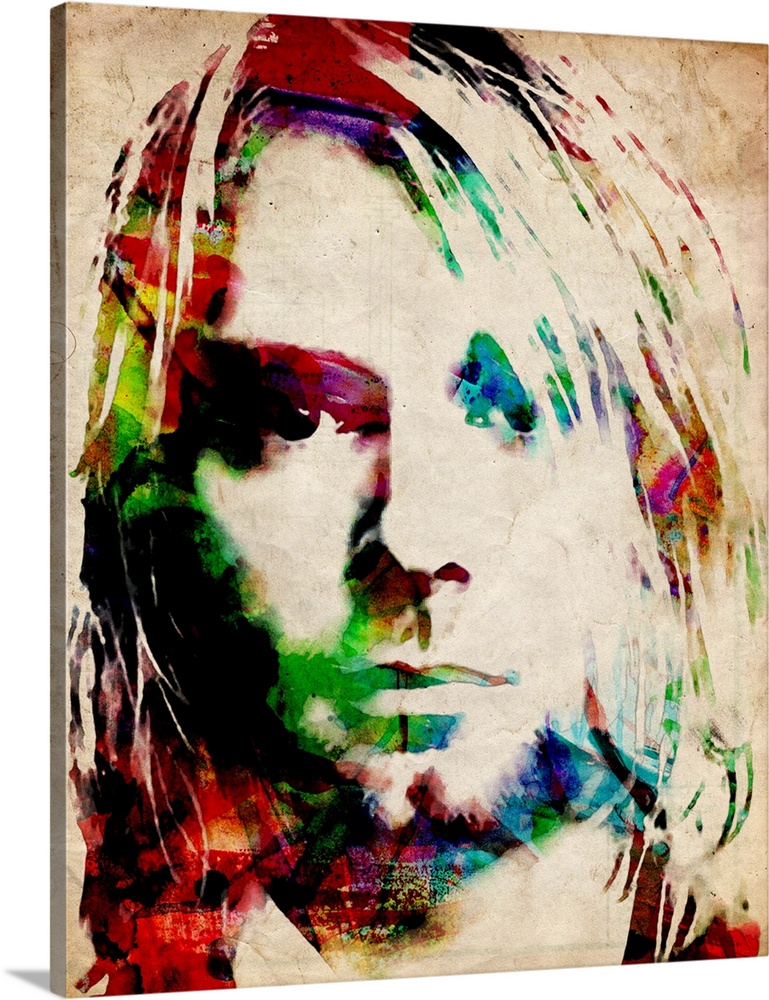 769x1000 Kurt Cobain Urban Watercolor Wall Art, Canvas Prints, Framed