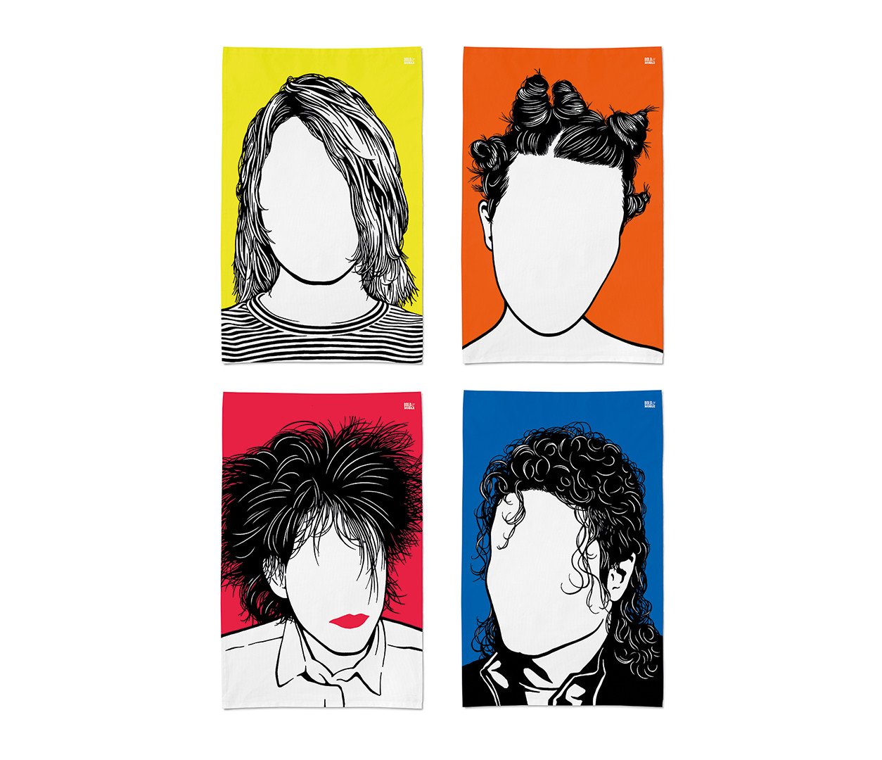 1254x1080 Bjork, Kurt Cobain, Michael Jackson And Robert Smith' Tea Towels