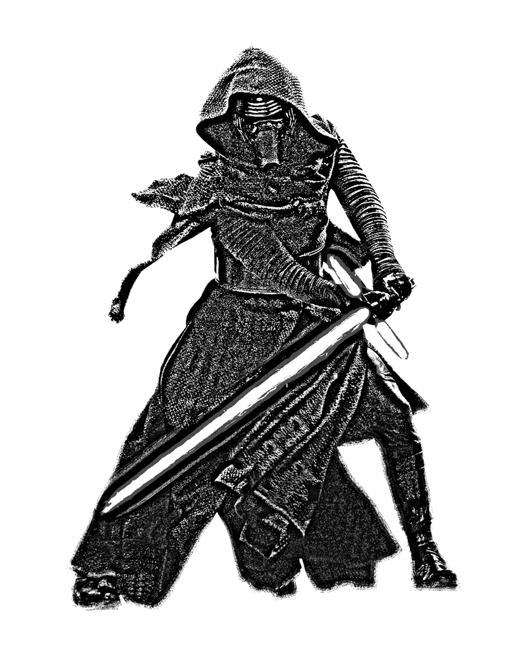 1024x1274 Kylo Ren Black And White Drawing!
