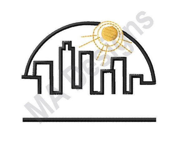 570x456 City Scape Machine Embroidery Design Skyline Etsy