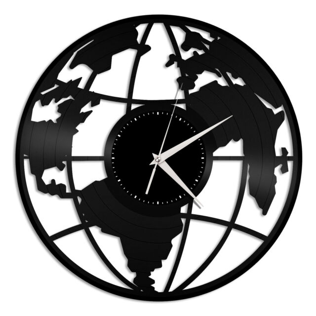 640x640 Earth Skyline Vinyl Wall Clock Fashioned Ideal For Home Decor