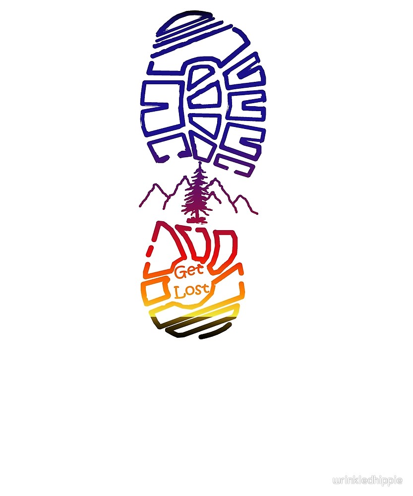 833x1000 Get Lost In Nature Hiking Boot Drawing With Skyline Colors