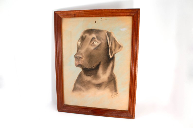 794x529 Vintage Original Chocolate Lab Drawing Brown Labrador Dog Etsy