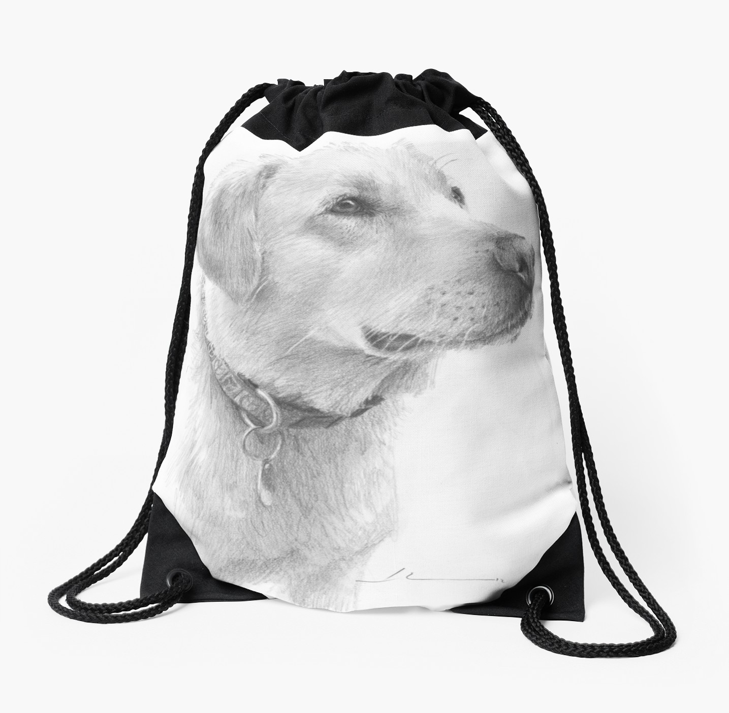 1435x1404 Yellow Lab Drawing Drawstring Bag