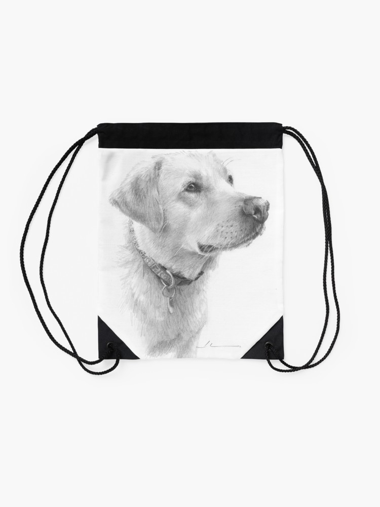 750x1000 Yellow Lab Drawing Drawstring Bag