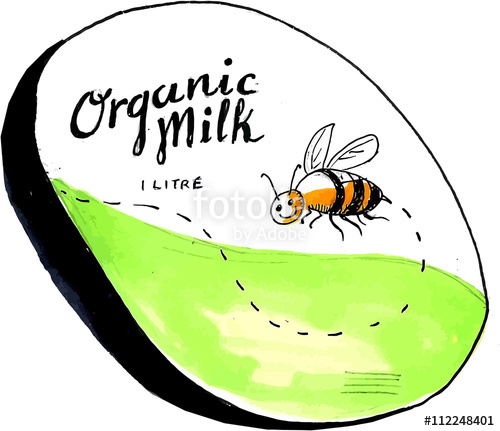 500x431 Bee Organic Milk Label Drawing Stock Image And Royalty Free
