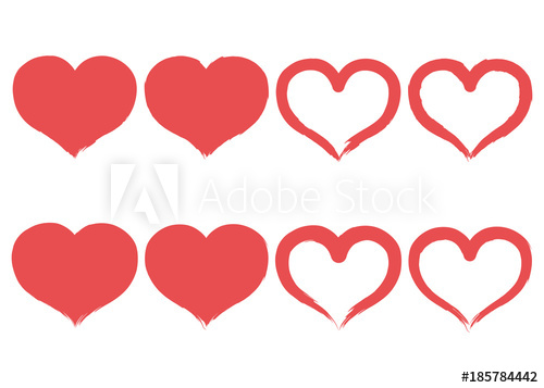 500x357 Set Of Brush Heart Icon Handmade Drawing Label Vector