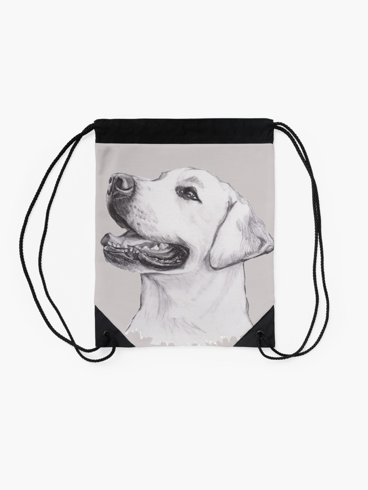 750x1000 Labrador Retriever Dog Portrait Drawing Drawstring Bag
