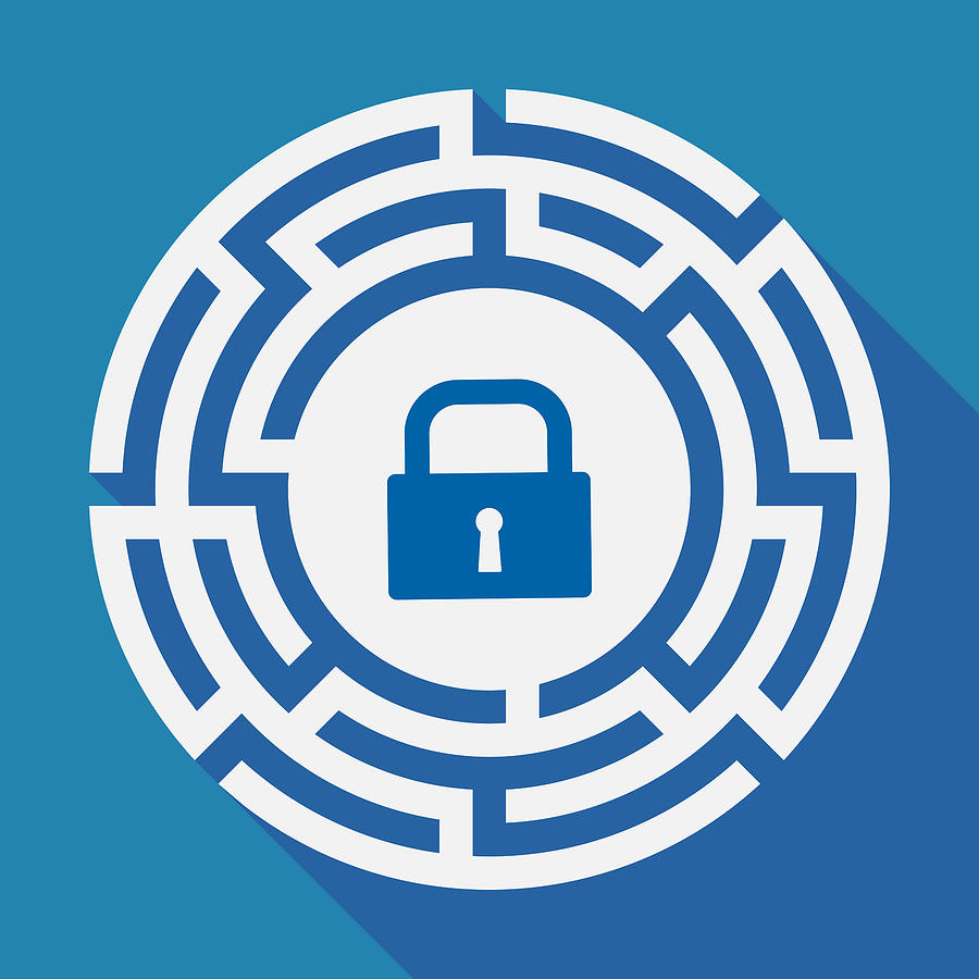 900x900 long shadow labyrinth with a closed lock pad drawing