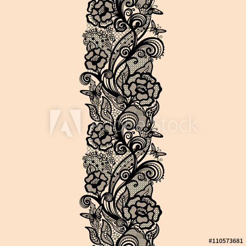500x500 Abstract Seamless Lace Pattern With Flowers And Butterflies