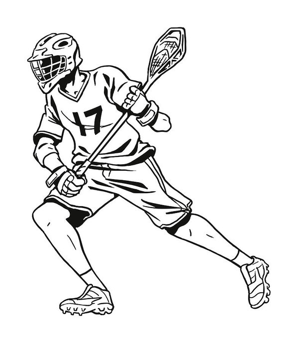 599x689 Lacrosse Player Art Print