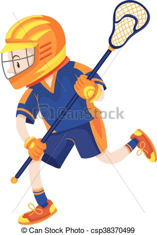 315x470 Lacrosse Player With Net Stick Illustration