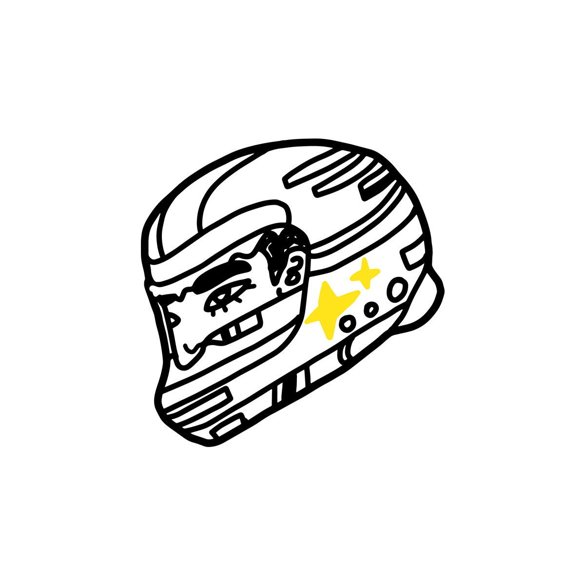 1200x1200 Helmet Sticker Bigflameyellow