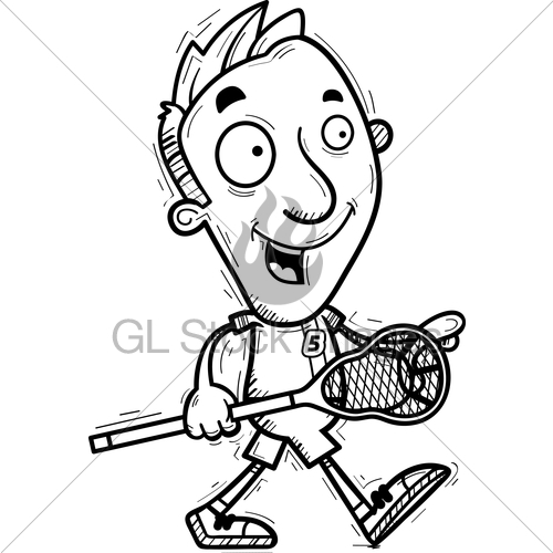 500x500 Cartoon Lacrosse Player Walking Gl Stock Images