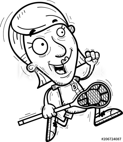 432x500 Cartoon Senior Lacrosse Player Running