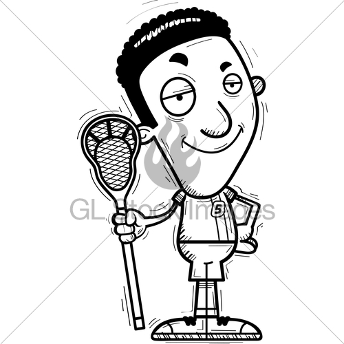 500x500 Confident Cartoon Black Lacrosse Player Gl Stock Images