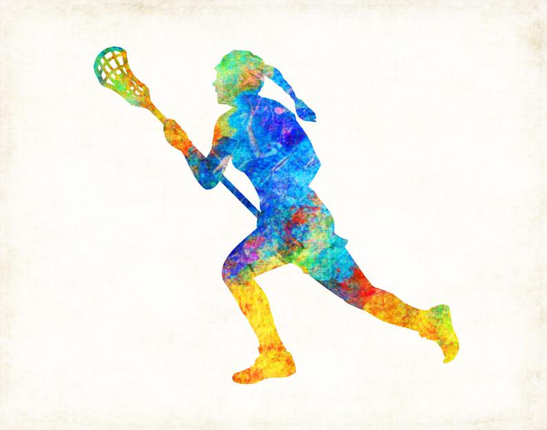 794x624 Girls Lacrosse Player Watercolor Art Print