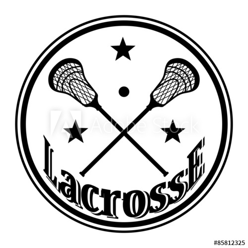 500x500 Icon With Crossed Lacrosse Sticks And Stars Vector Illustratio