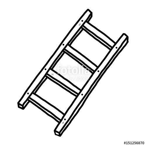 500x500 Ladder Cartoon Vector And Illustration, Black And White, Hand