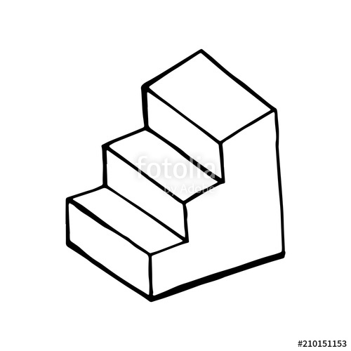 500x500 Step Ladder Sketch Vector Isolated On White Background Stock