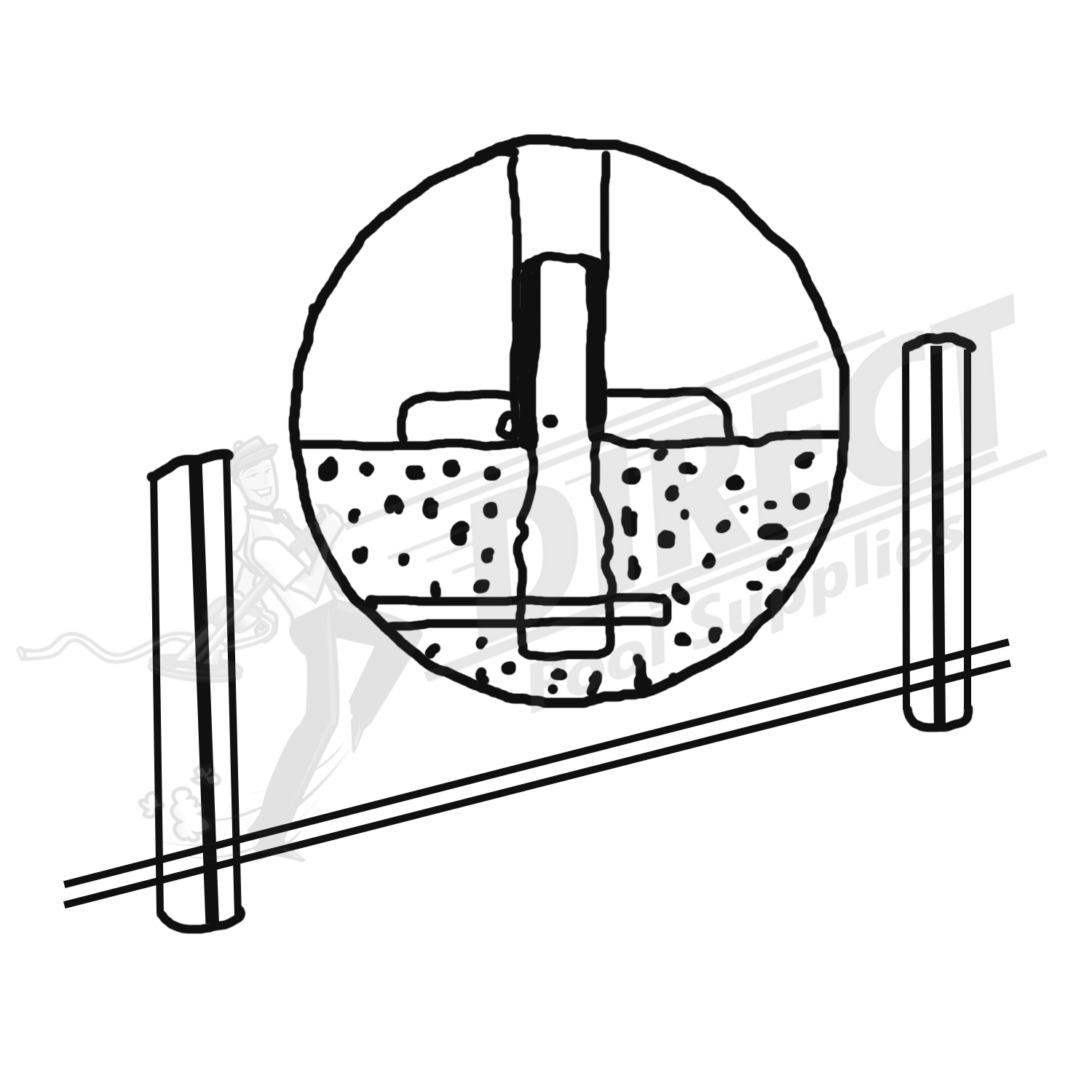 1500x1500 swimming pool ladder mounting fixture for concreting in, stainless