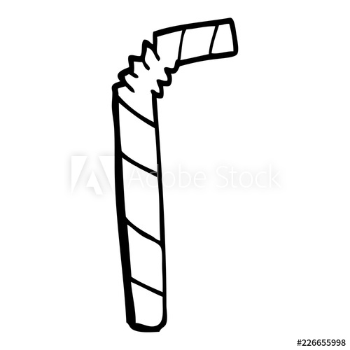 500x500 Line Drawing Cartoon Striped Straw