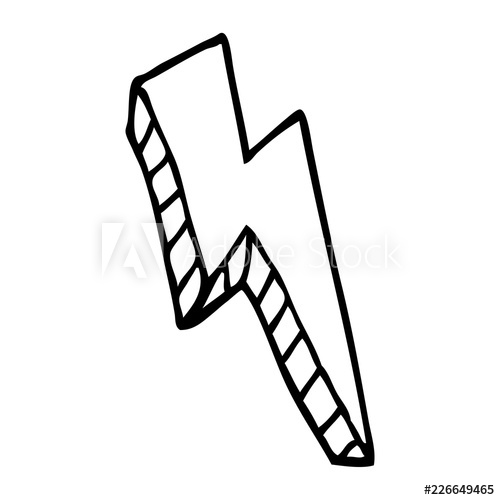 500x500 Line Drawing Cartoon Thunder Bolt