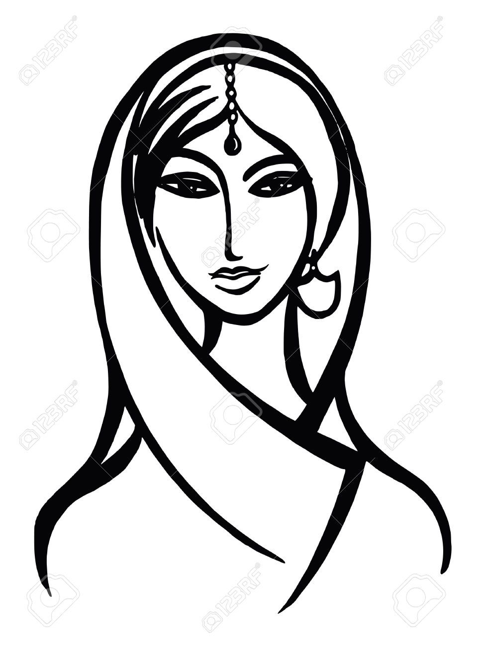 975x1300 Lady Drawing Hindu For Free Download