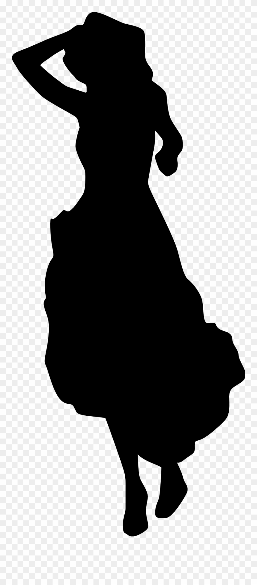 880x2001 Lady Moving Woman Dress Silhouette Black White Drawing