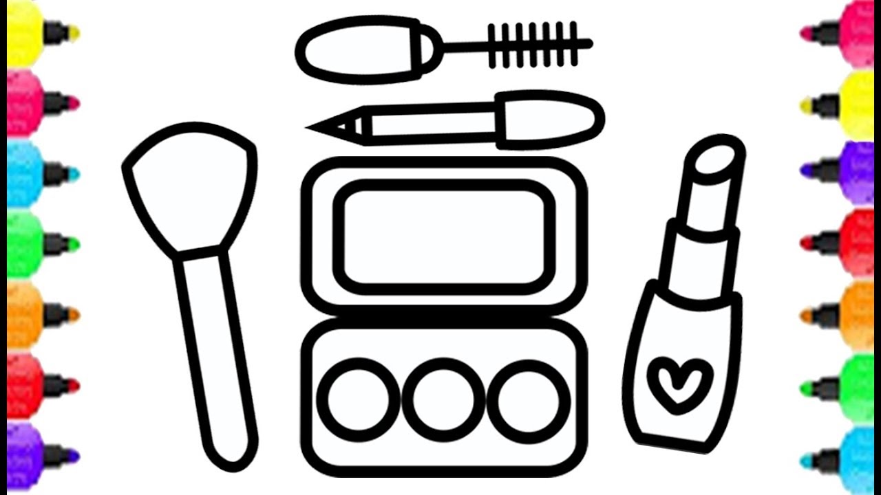 1280x720 sparkling makeup set for lady coloring pages drawing and painting