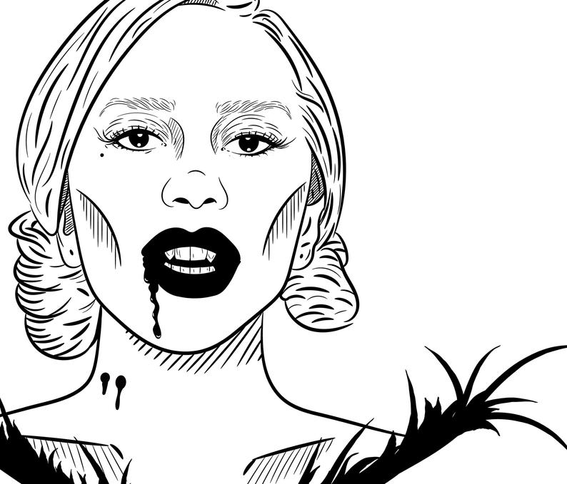 794x679 Lady Gaga Poster Print Countess Ahs Art Dark Drawing Etsy