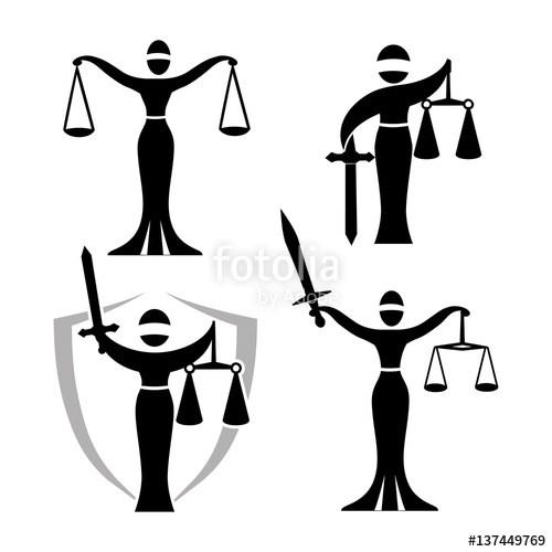 500x500 Lady Justice Black Set Vector Illustration Of Themis Statue