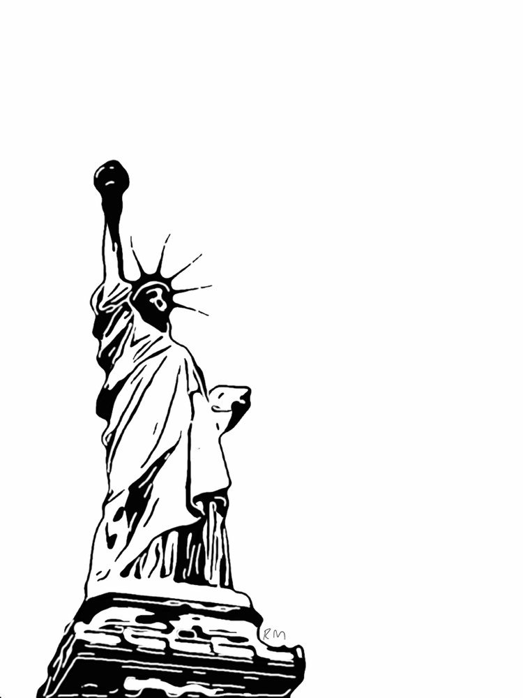 750x1000 Lady Liberty Print Of Drawing Etsy