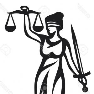 300x300 Vector Of Cartoon Cavewoman Lady Justice With A Blindfold Sword