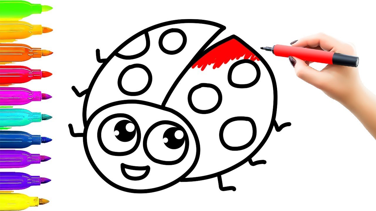 1280x720 Ladybug Drawing For Kids With Coloring How To Draw Ladybird