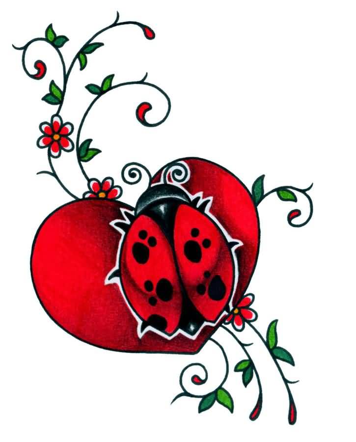 725x900 Heart Ladybug Tattoo Design Wonderful